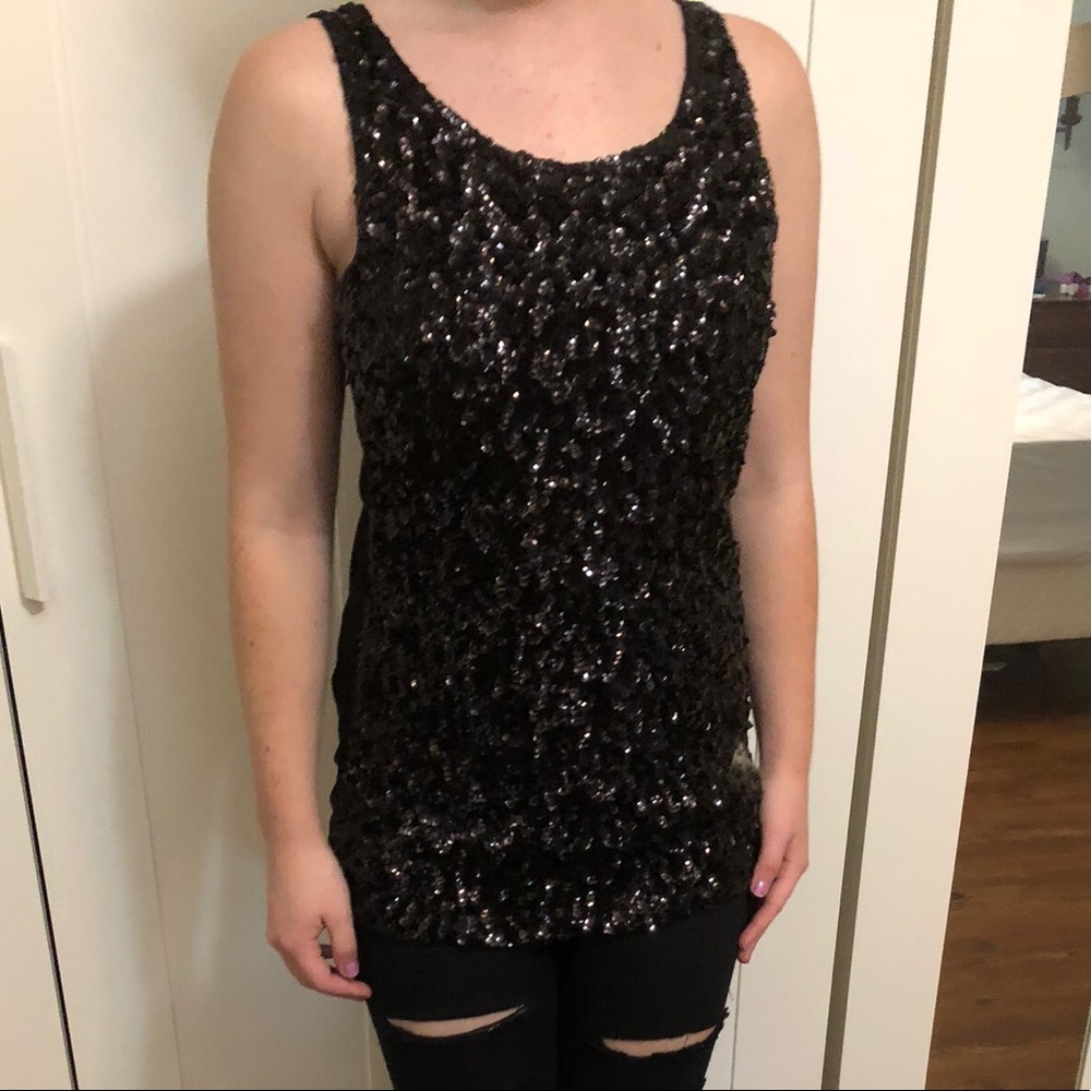 Black sequin tank